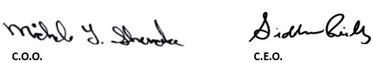 CEO and COO signatures